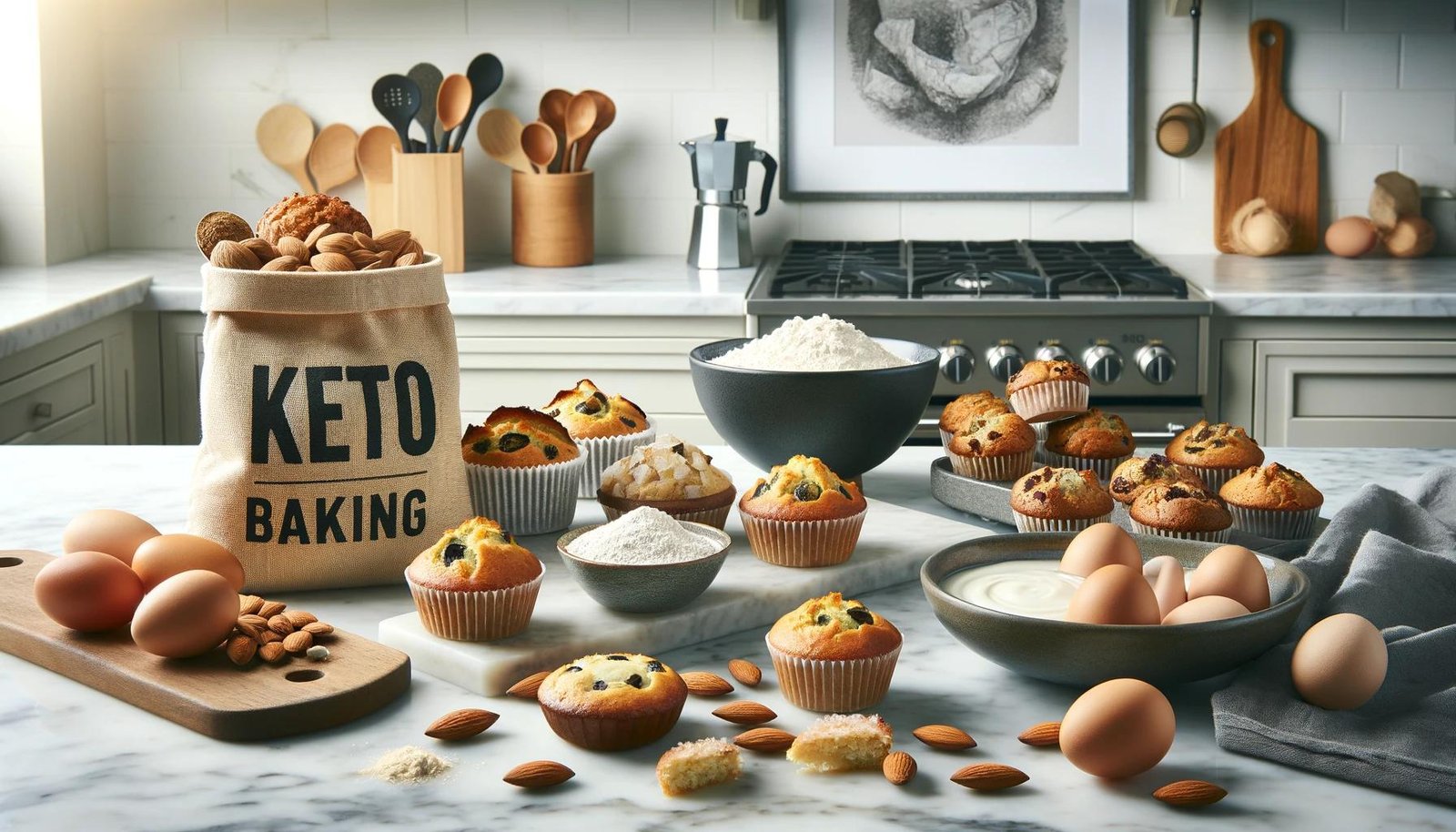 image of keto friendly baked goods on a kitchen counter